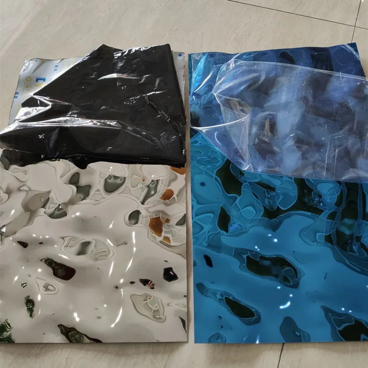 decorative mirror silver stainless steel sheet Rippled water wave metal cladding panel