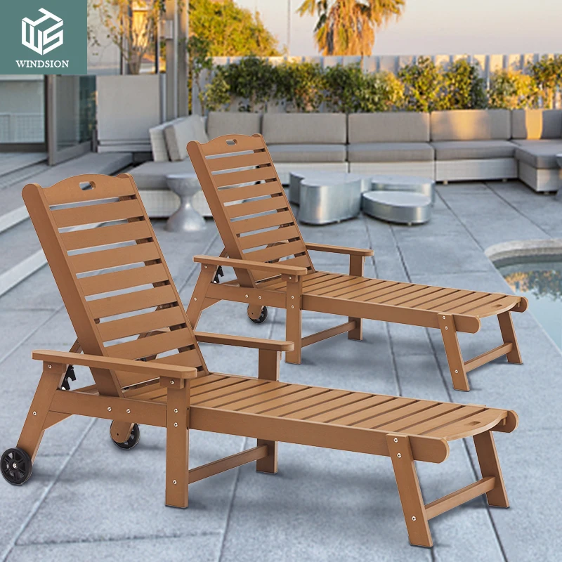 Plastic pool lounge chair with adjustable back outdoor day bed patio furniture sun loungers chaise Outdoor Balcony Lounge Chair