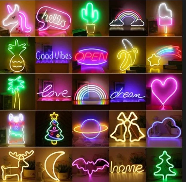 Sun Charging Customized Solar Lawn Neo Light Sign New LED Flexible Wedding Party Salon Bar Modern Store Decorative Ceiling Light