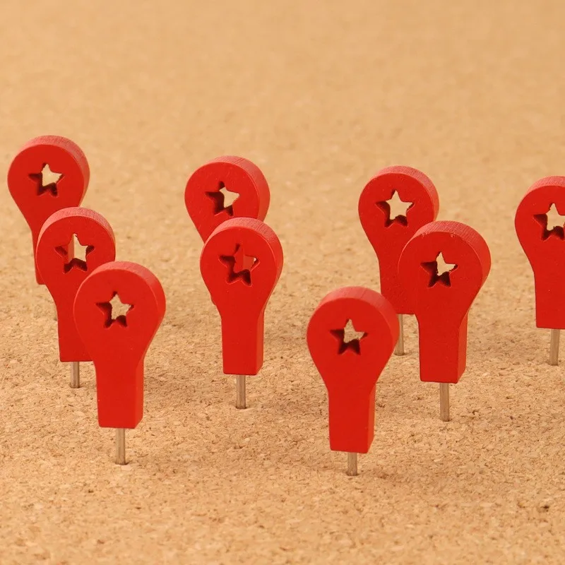 40 pcs Creative Wood Push Pins,Decorative Wood Map Pins for Travel Hanging Art Picture Photo