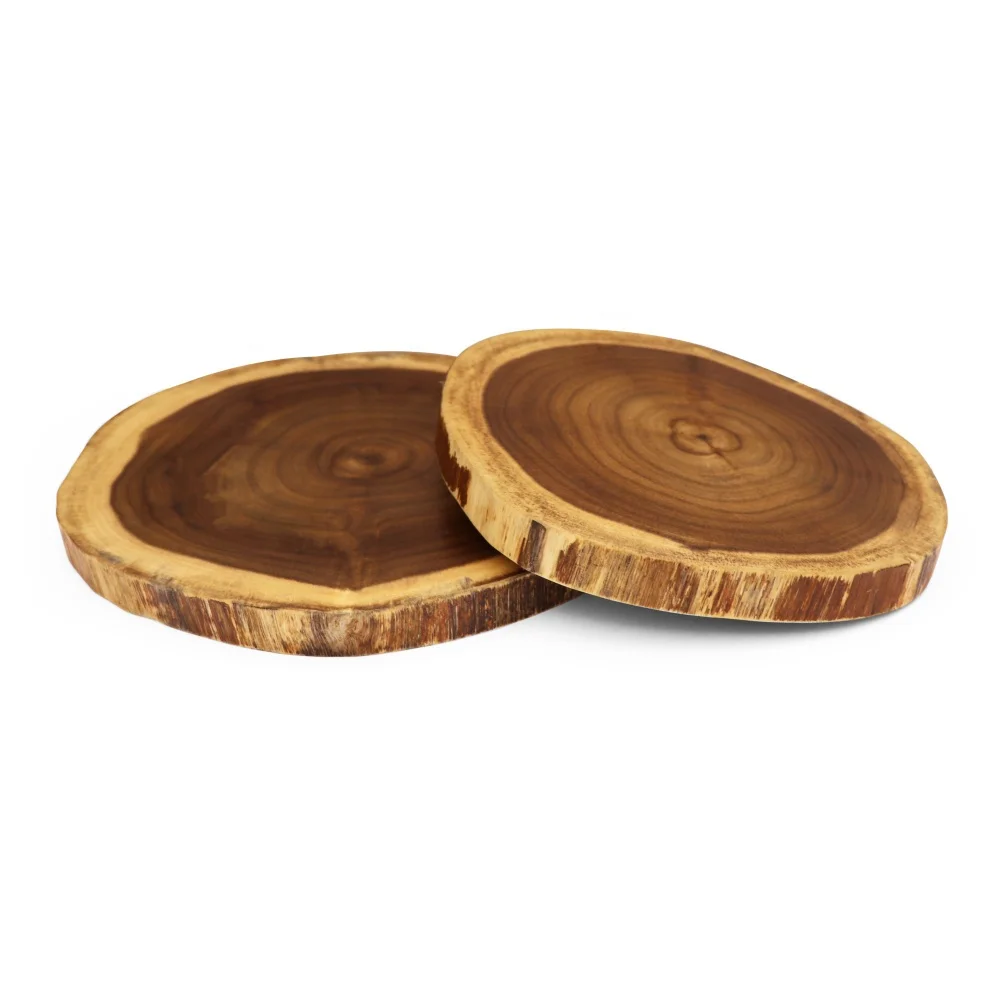 Natural Acacia Wood Chopping Block without Tree Bark Wood Cheese Board