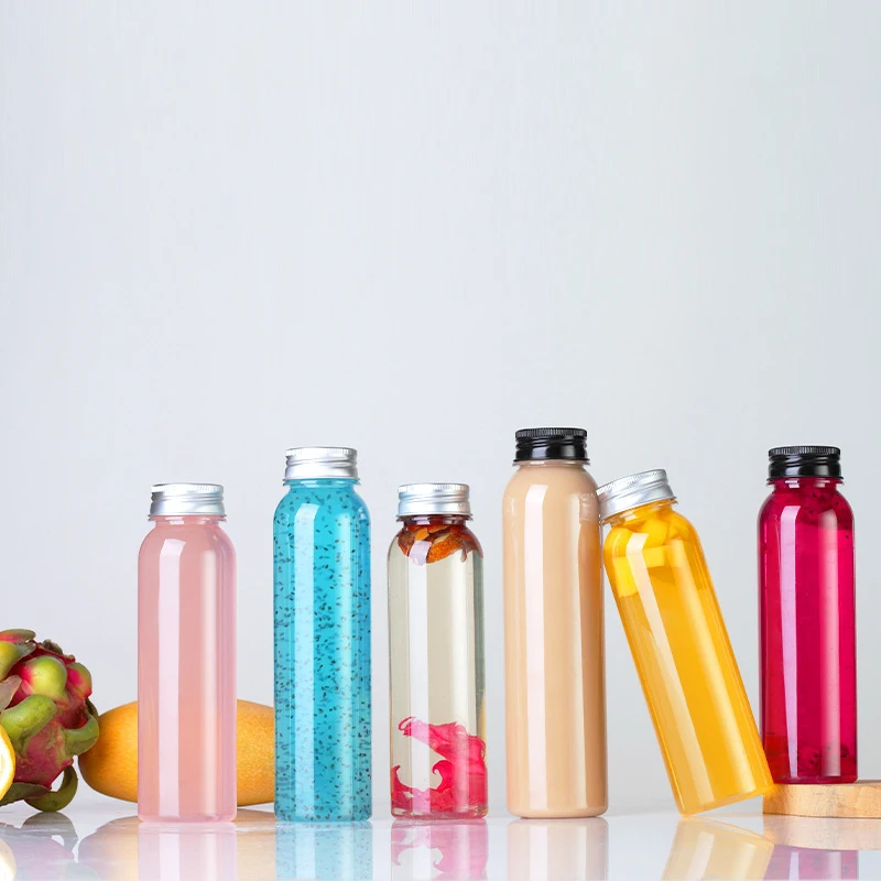 300Ml Beautiful Customized Food Grade PET Bottles With Screw Caps For Juice Beverage Packaging