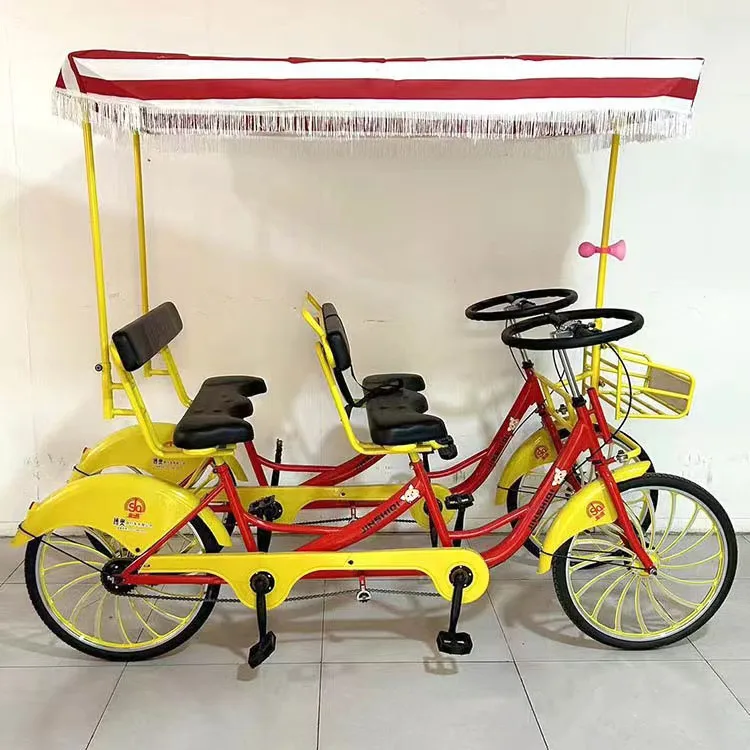 High-Carbon Steel Tandem Bicycle for Sightseeing Tourism and Recreation for Travelers and Bike Enthusiasts