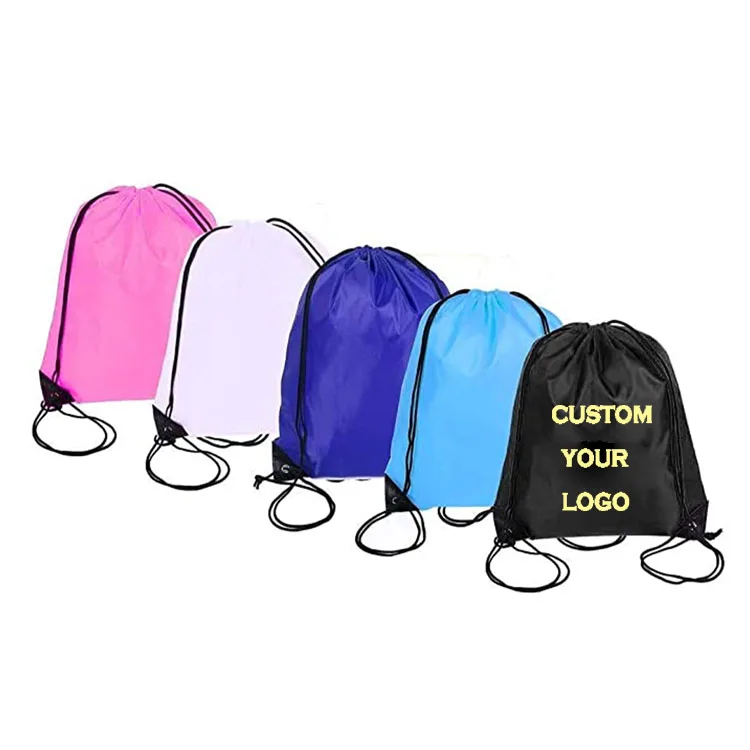 Foldable Backpack Drawstring Bag Rpet Material Rpet Gym Bag Running Drawstring Rpet Foldable Shopping Polyester Bag