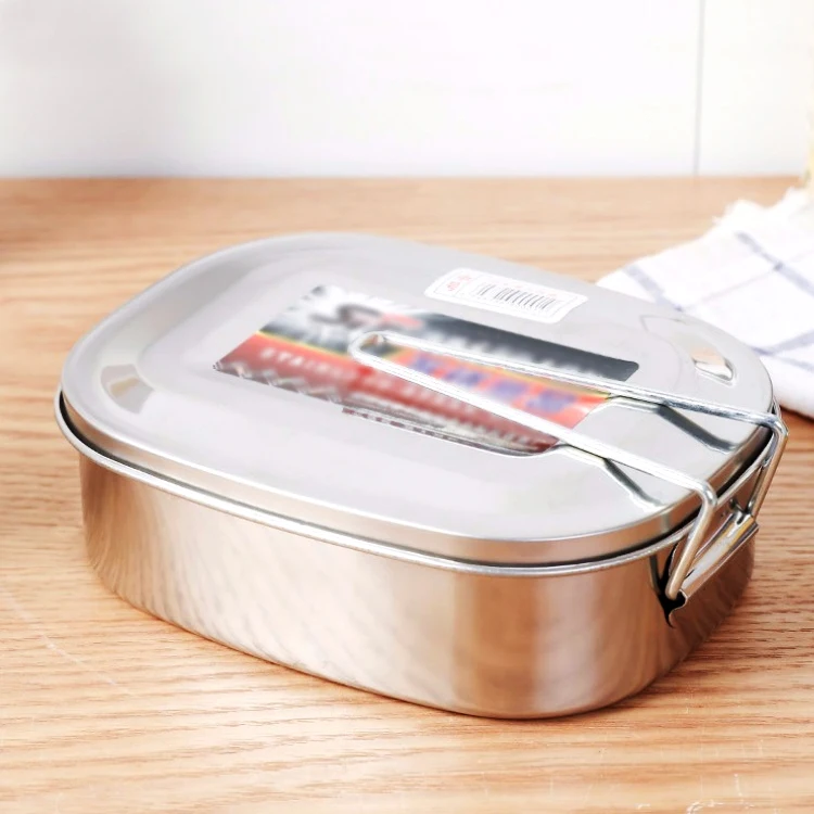 
Stainless Steel Lunch Box Single Layer Adult Lunch Container Sealed Leakproof Rectangular 