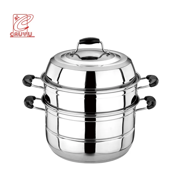 OEM commercial large two layer stainless steel professional industrial steamer pot set stock pot with steamer home cooking