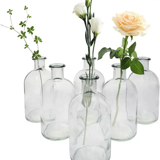 Glass Vases  Clear Vintage Flower Bottles Centerpiece for Wedding Reception Home Living Room and Office Tabletop Decor