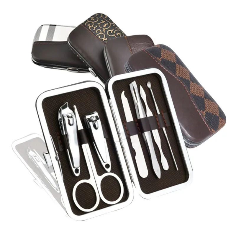 Оптовая продажа; Низкая цена; Набор маникюрных инструментов маникюрные ножницы с 7 шт. аксессуары для лака для ногтей, педикюрные наборы