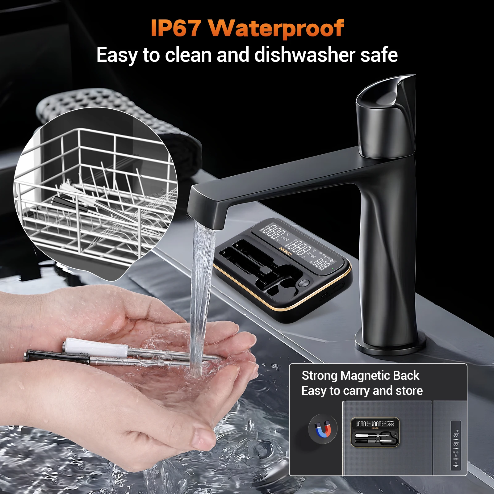 INKBIRD INT-12-BW Truly Wireless BBQ Thermometer WiFi 5G 2.4G and Blue tooth 5.4  Long and Short Probe Combo