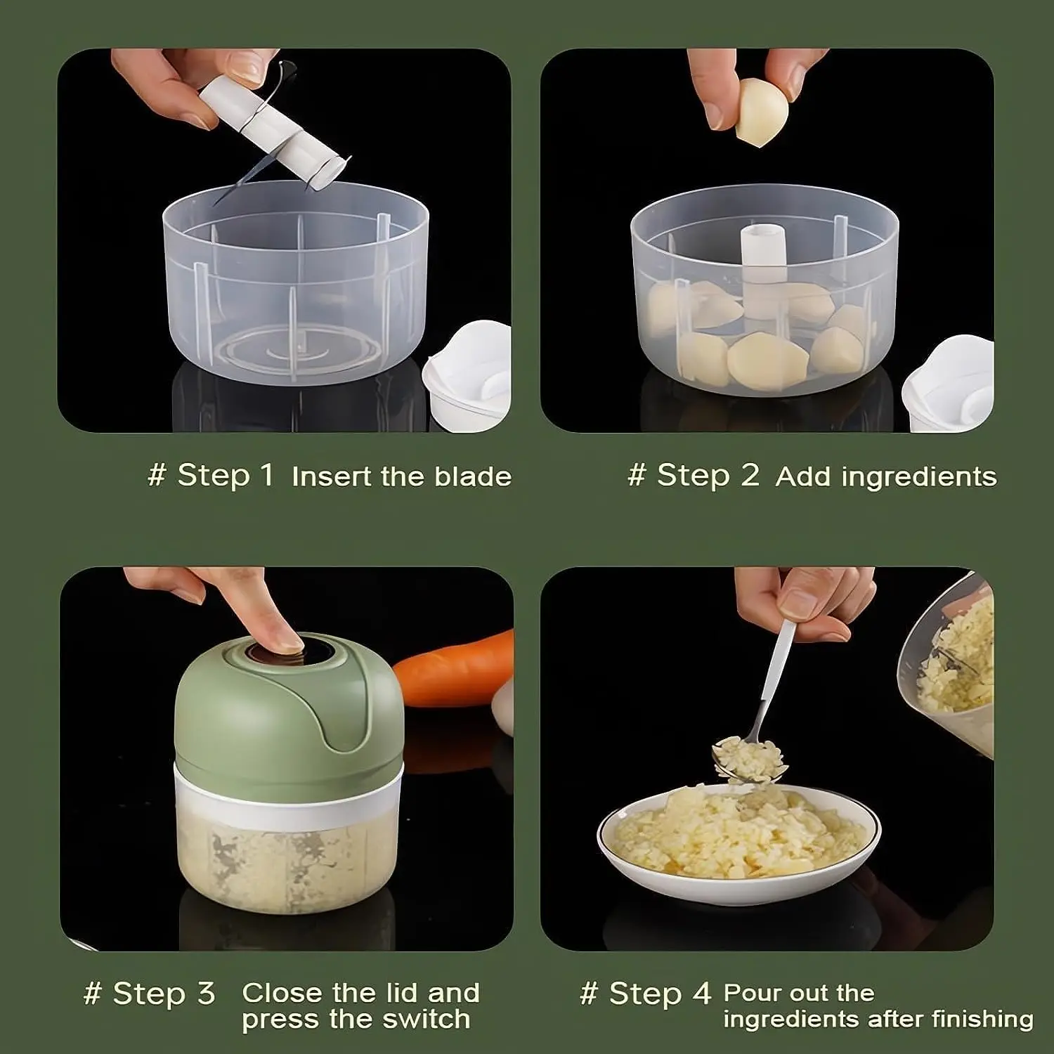 Electric Garlic Chopper Mini Portable Veggie Chopper Garlic Grinder Masher Onion Chopper Blender Vegetable Mini Food Processor,