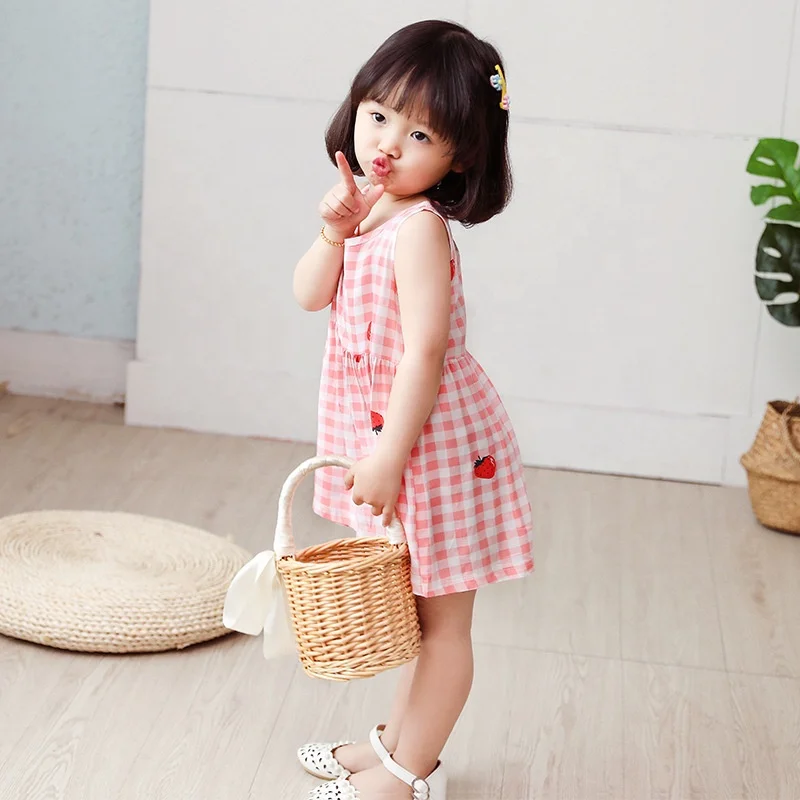 summer cheap cute print colorful newborn fancy party sleeveless baby girl dresses for 1 year kids