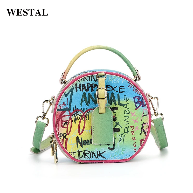 Graffiti Genuine Leather Messenger Bag handbag graffiti handbag low shipping new Genuine handbag graffiti women bag cartoon