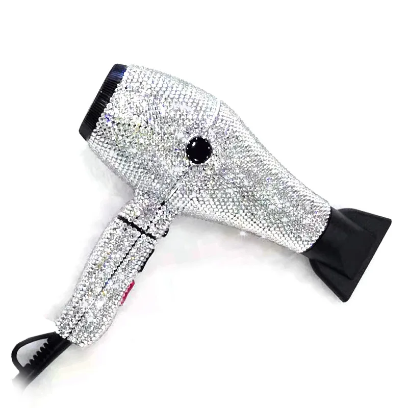 Custom Professional DC Motor Hair Dryer Bling Crystal Hot Blow Dryer