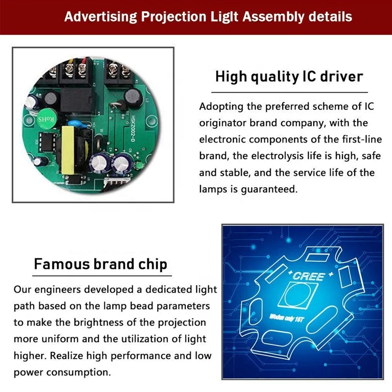 
200W LED Custom Image Rotating GOBO Projector Light with Remote Control Switch Customized Gobos for Company Store Wedding 