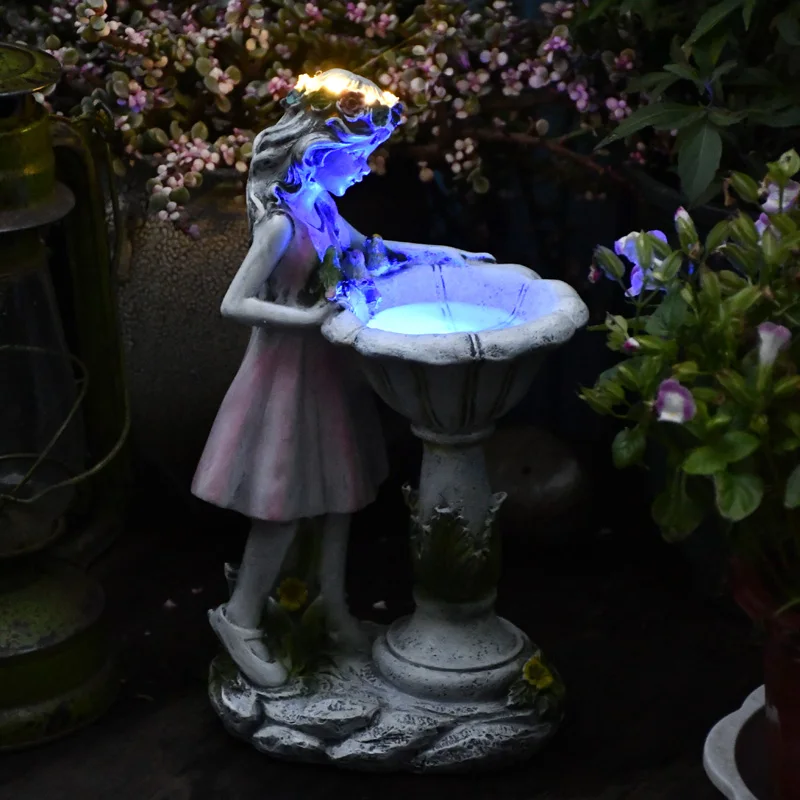 2021 New Figurine Resin Flower Fairy Solar Light Sculpture Garden Statue For Home Decoration