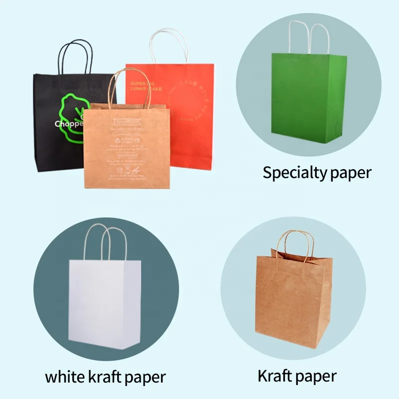 SenAng Custom printed your own logo for restaurant catering food takeaway togo packaging kraft brown paper bag with handles