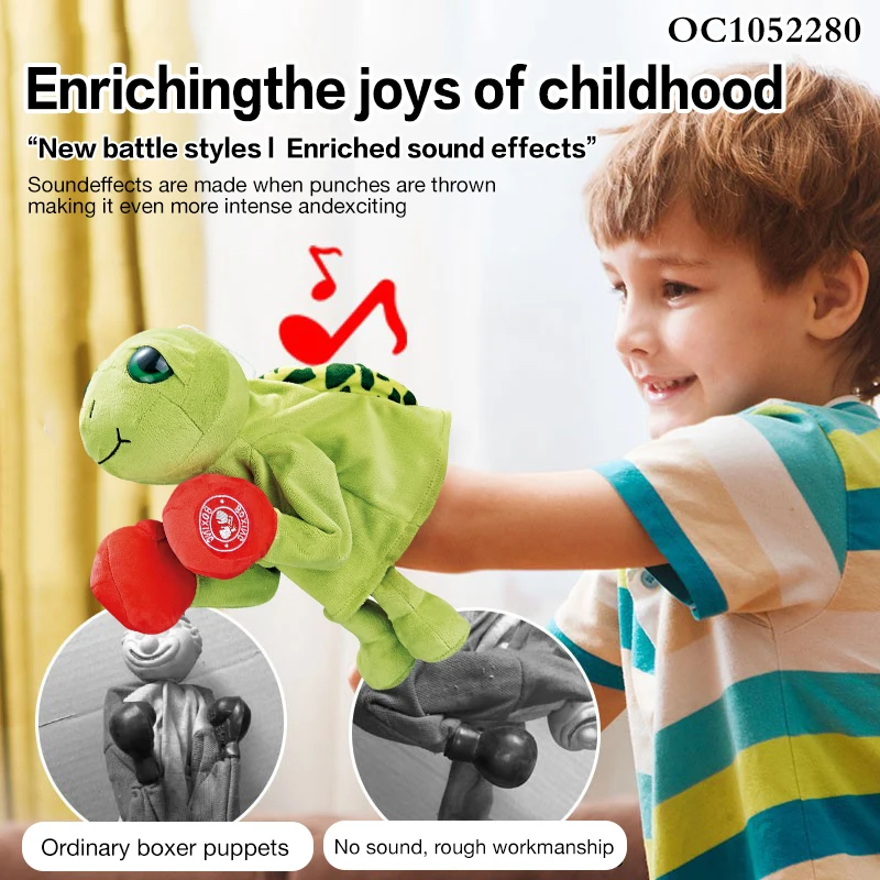 Plush turtle design indoor interactive sports games boxing fighting robot doll products set toy for kids