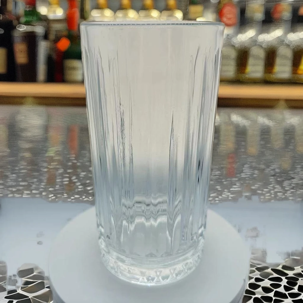 Ribbed Borosilicate Whisky Glass Mug Hand-Cut Vertical Striped Ripple Tumble Water Beer Drinking Durable Elegant Drink Cup