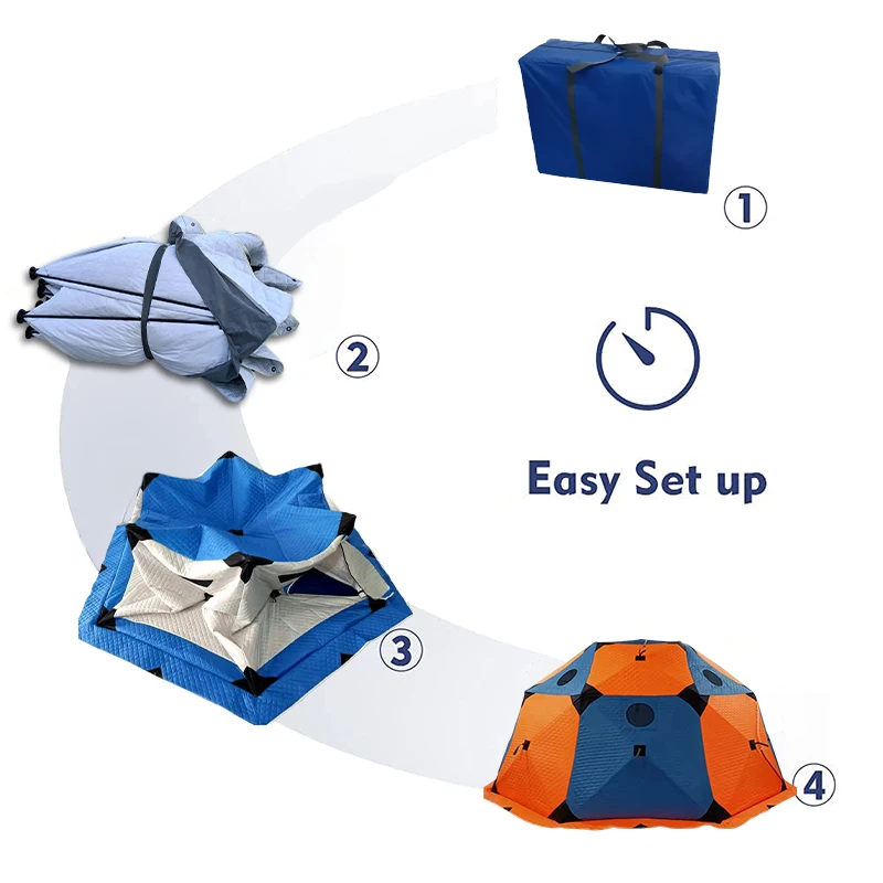 Insulation High Quality Cube Pop With Chair Inflatable Wholesale Waterproof Inflatable Ice Fishing Sauna Tent