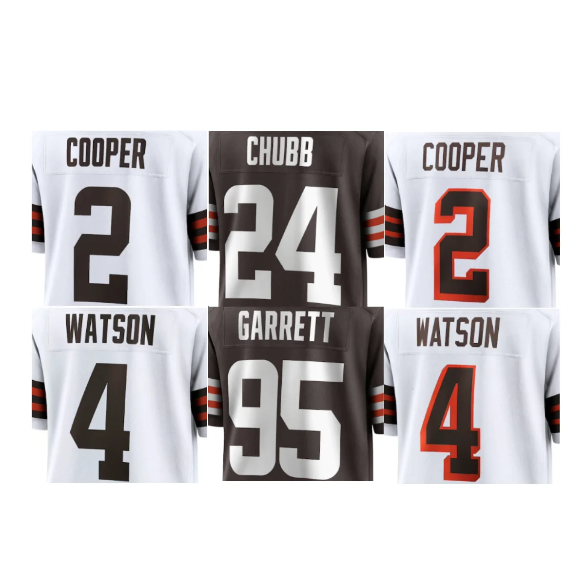 Топ с вышитым американским футболом Cleveland 24 Nick Chubb 2 Amari Cooper 4 Deshaun Watson