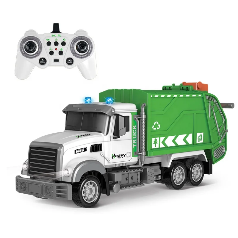 1/12 Sanitary car with Trash Bin RC Garbage Truck Toys Eco-car Toy Set Lights sound Rechargeable