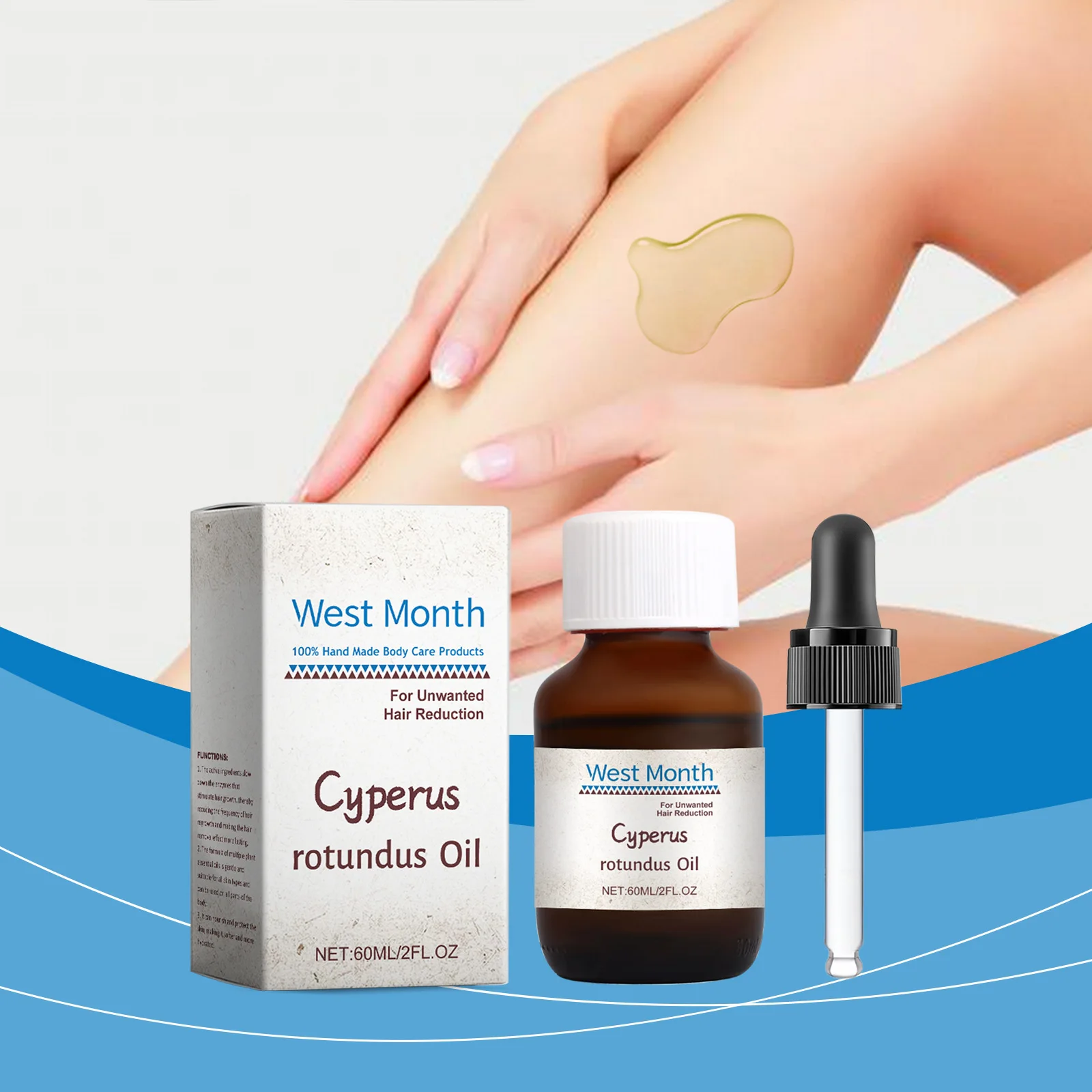 100% чистое масло Cyperus Rotundus естественное уменьшение роста волос на теле для женщин и мужчин 60 мл