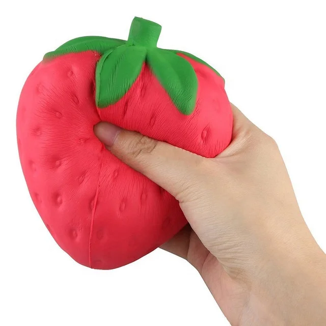 
New design red strawberries slow rising jumbo strawberry fruit food squishy squishies squeeze toy 