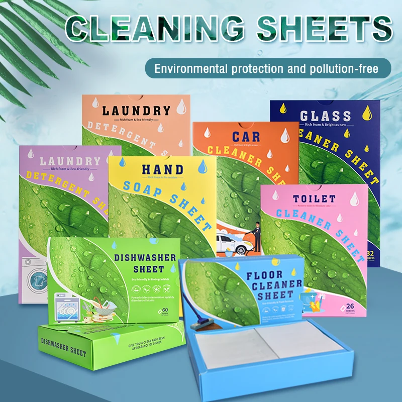 Natural Travel Friendly Biodegradable and Chemical Free Strong Cleaning Power Eco Washing Soap Strips Cleaning Sheets