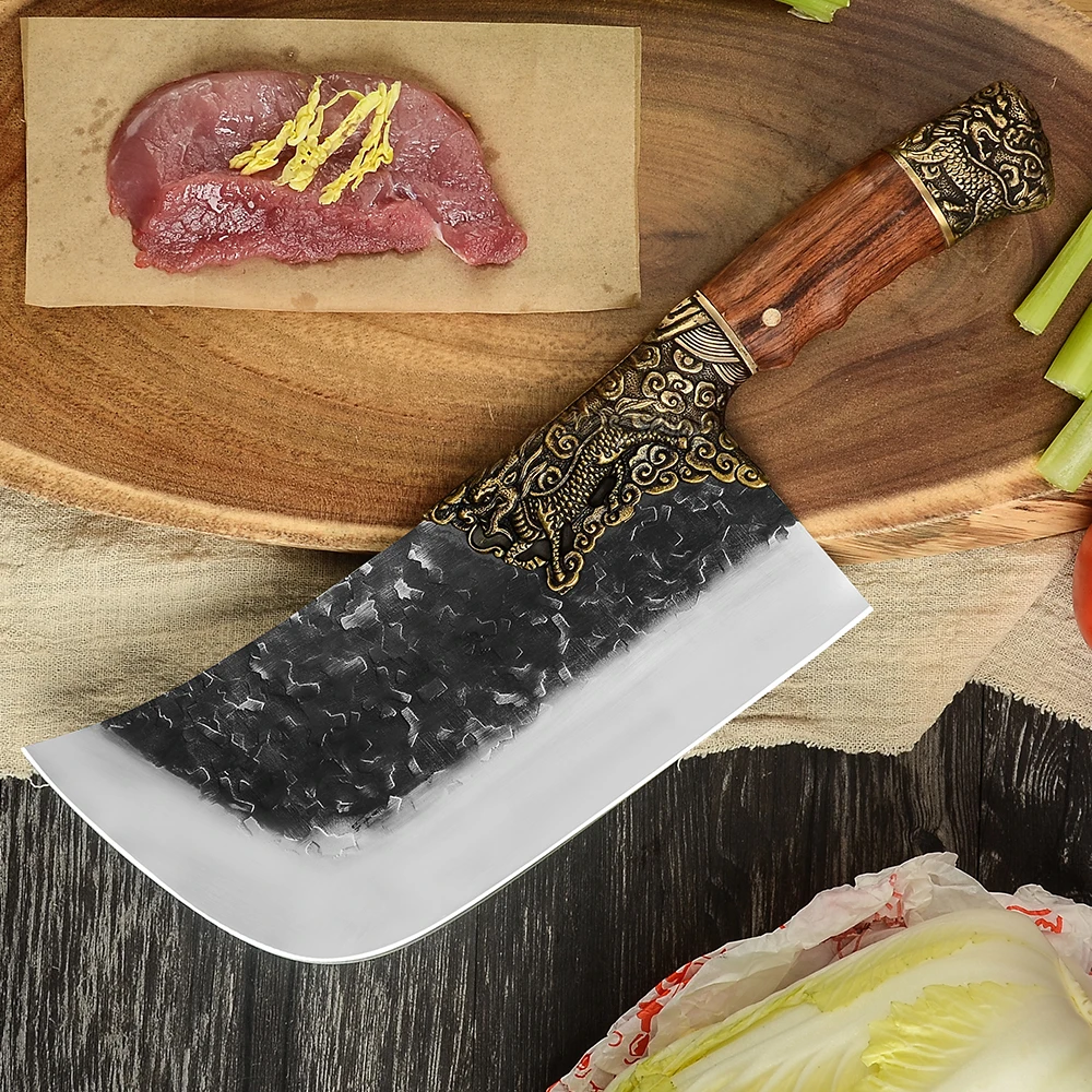  Высококачественные пользовательские кухонные ножи твердая древесина углеродистая сталь 9 дюймов ручная работа кованый нож для костей ручной работы