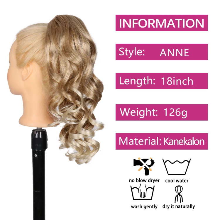 Julianna Japanese Synthetic Synthetique For Women Claw 28 Inch ExtenSions Light Brown Drawstring Ponytail Hair Blond