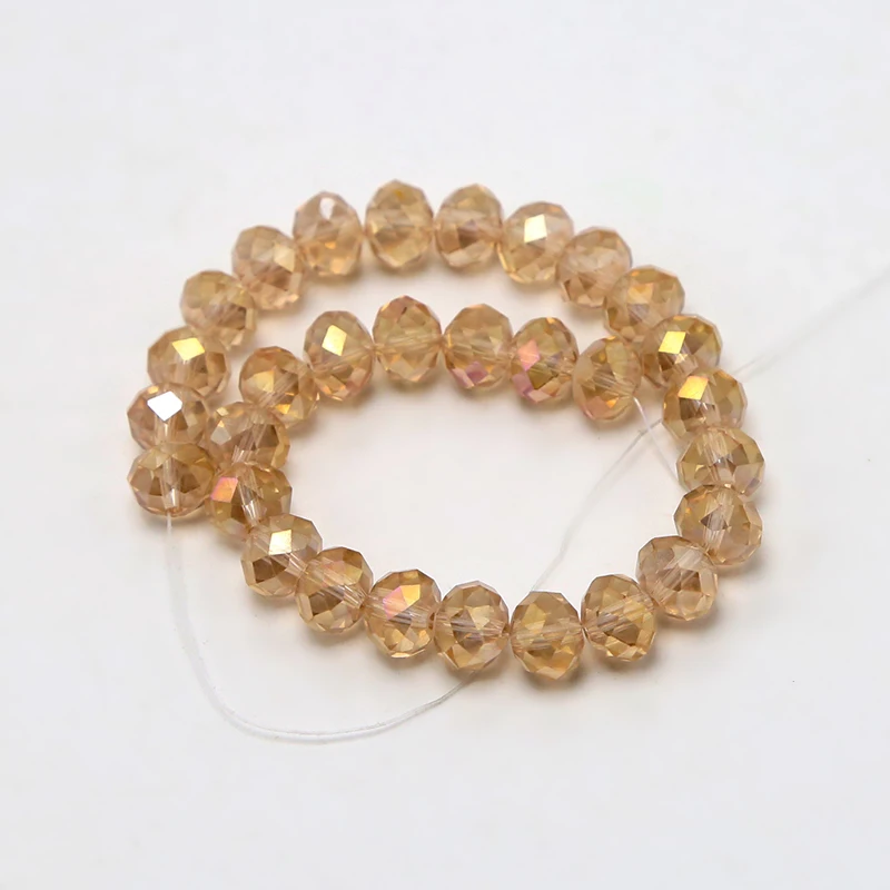 6x8mm Glass Beads Champagne with AB Iris Faceted Rondelle Beads for  DIY Jewelry Making