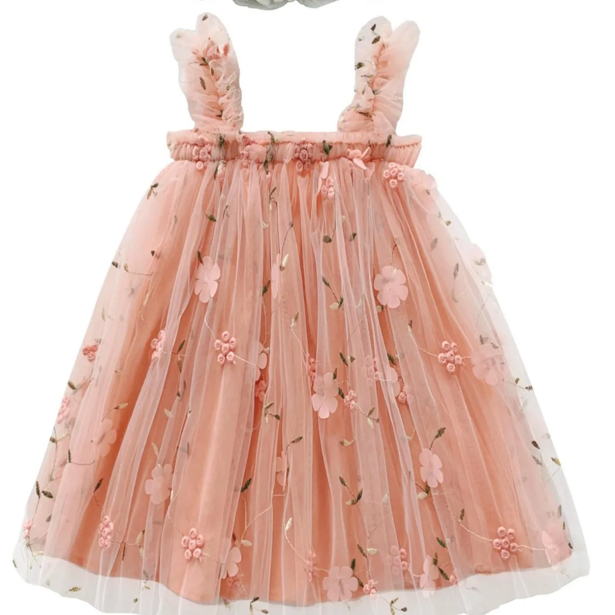 2024 Hot sale Toddler Baby Girls Tutu Dress Sleeveless little girls embroidery flower dress kids lace tulle dresses