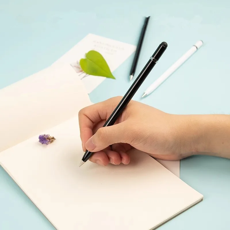 Wholesale Custom Logo Printing Ready To Ship Eternal Metal Pens HB Inkless Pen Pencil Eraser Inside For Writing Drawing