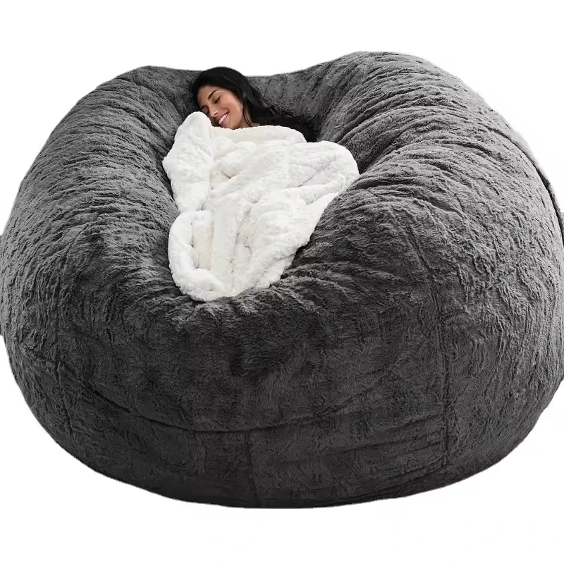 wholesale hot selling fluffy lazy floor sofa cushion giant fur bean bag chair cover for kids adults fabric cover leisure sofas