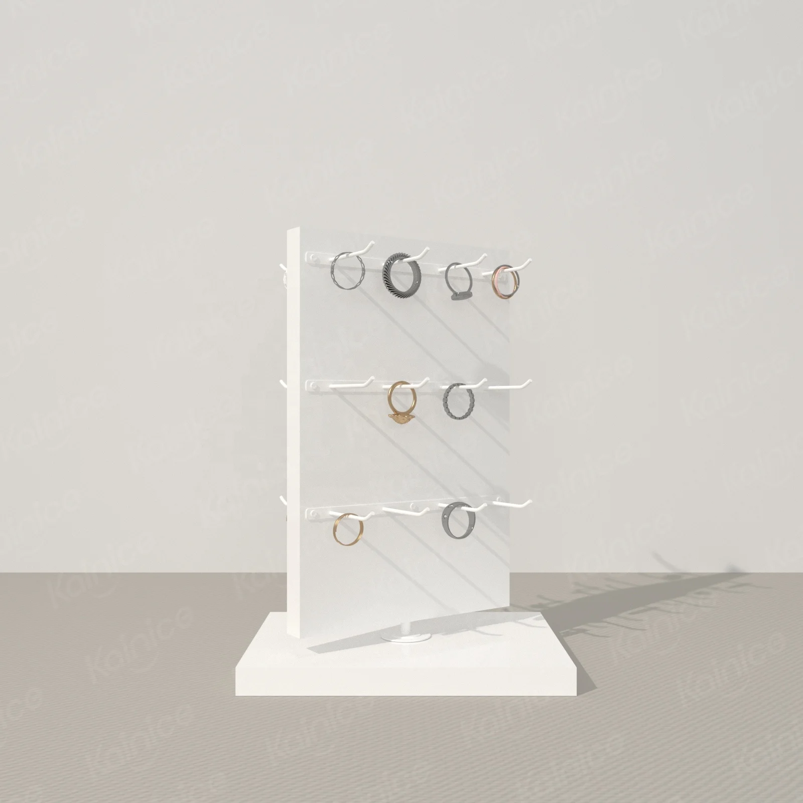 Kainice Wooden Spinner Acrylic Keychain Sock Display Rack Counter Top Rotating Acrylic Hook Jewelry Display Stand