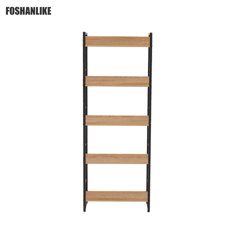 
LIKE Living Room Office Study Hallway Industrial Style 5-Tier Storage Rack Bookcase Steel Frame Bookshelf 