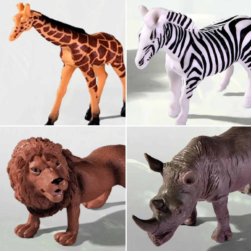 Bucket pack 19pcs pvc hollow lion zebra model plastic wild animal toy tiger