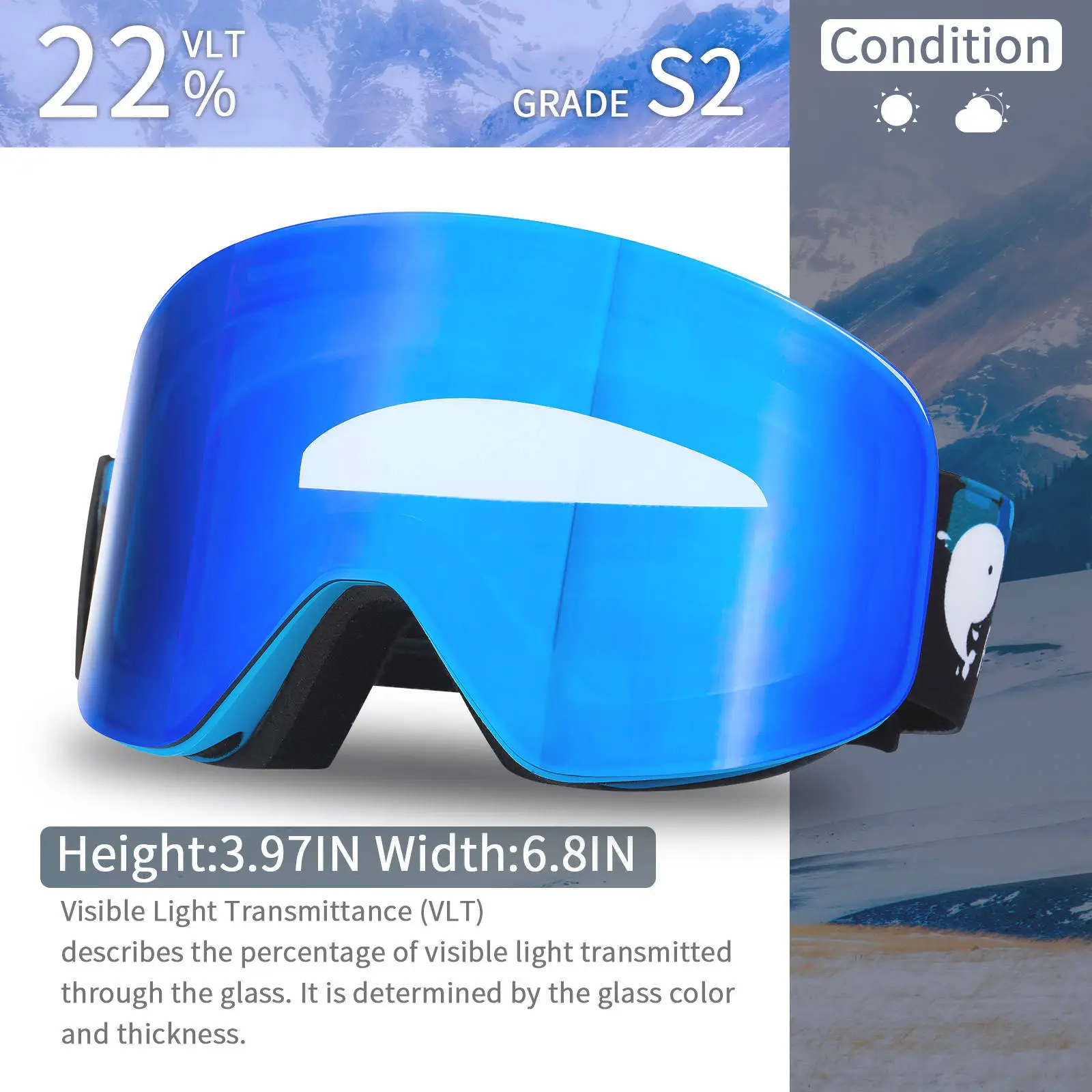 New Ski Goggles Spherical UV400 Lens Anti Ultraviolet Anti Fog Anti Scratch Ski Goggles For Teenagers Men And Women