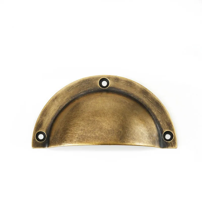 Antique Brass Furniture Kitchen Cabinet Hidden Half Moon Door Handle Cup Shell Pull Dresser Drawer Handles