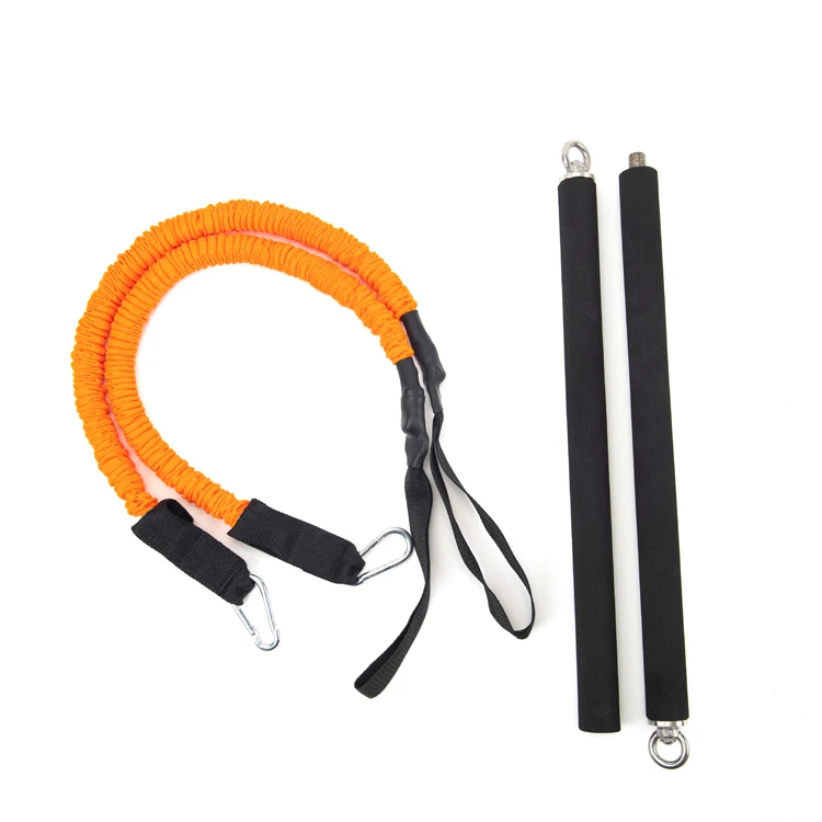 Adjustable  Portable  Pilates Bar Gym Stick With Resistance Band Kit Fitness Set
