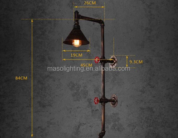 industrial water pipe wall light,wrought iron vintage wall lamp,indoor wall sconce decoration design