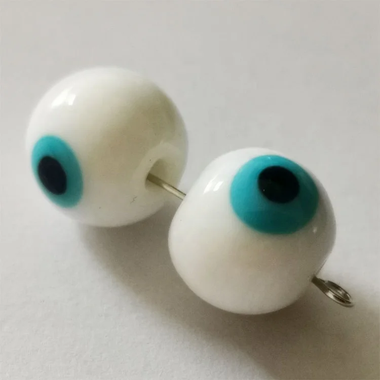 12mm Glass Evil Beads in Bulk Lampworked Glass Round White Bracelet Evil Charms Eye Beads for Jewelry Making