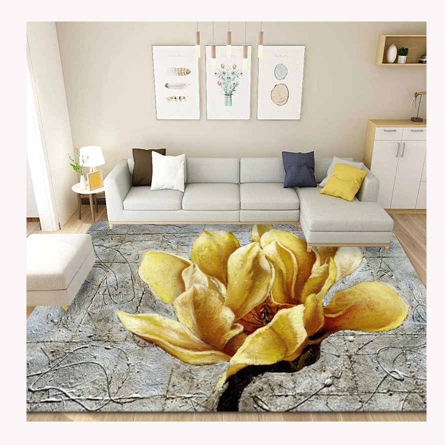 Hot selling custom gold flower 3D digital printed wall art oil painting on canvas for living room wall decoration