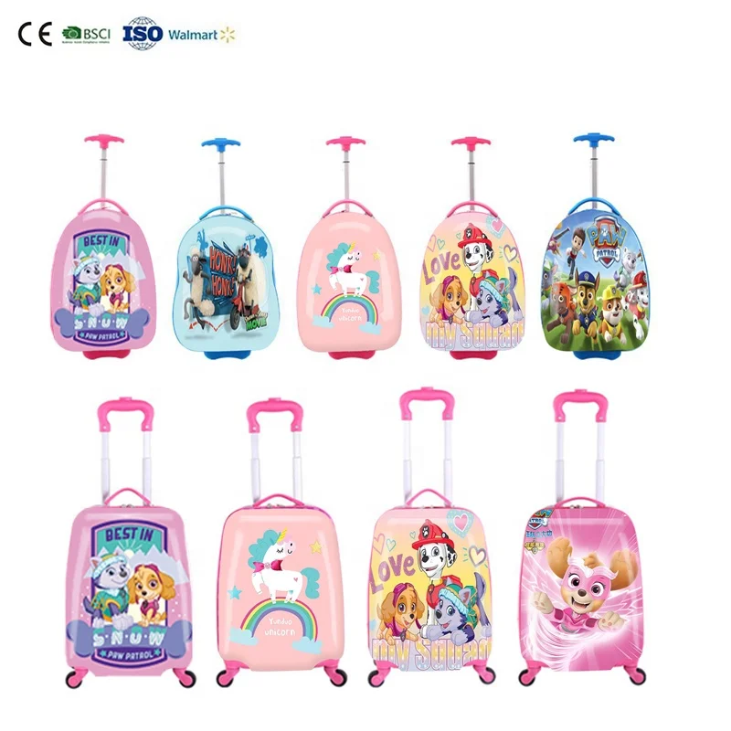 Custom Children Printing Hard Shell Abs Pc 3D children carry on travel bags trolley suitcase luggage sets for kids
