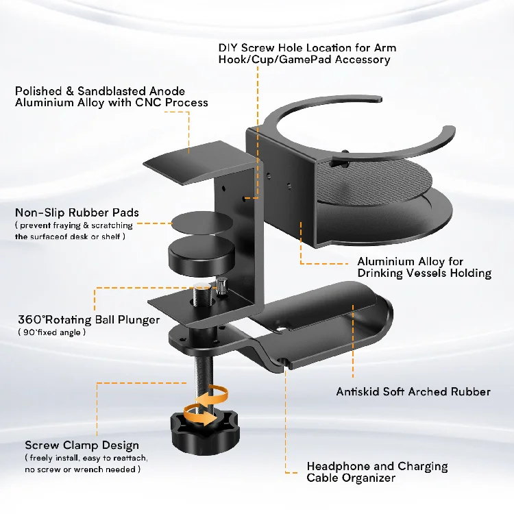 
New Design Headset Stand Black With Cup Holder For Paper Cup Coffee Cup 
