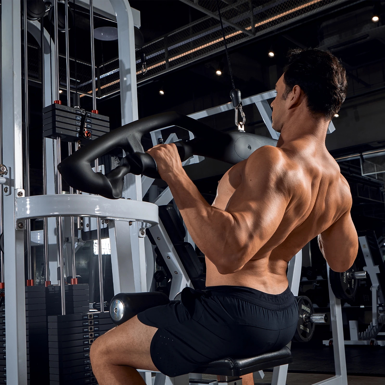 Home Gym Fitness 8PCS Rowing Cable Machine Attachments Lat Pull Down Bar Back Handle Mag Grip