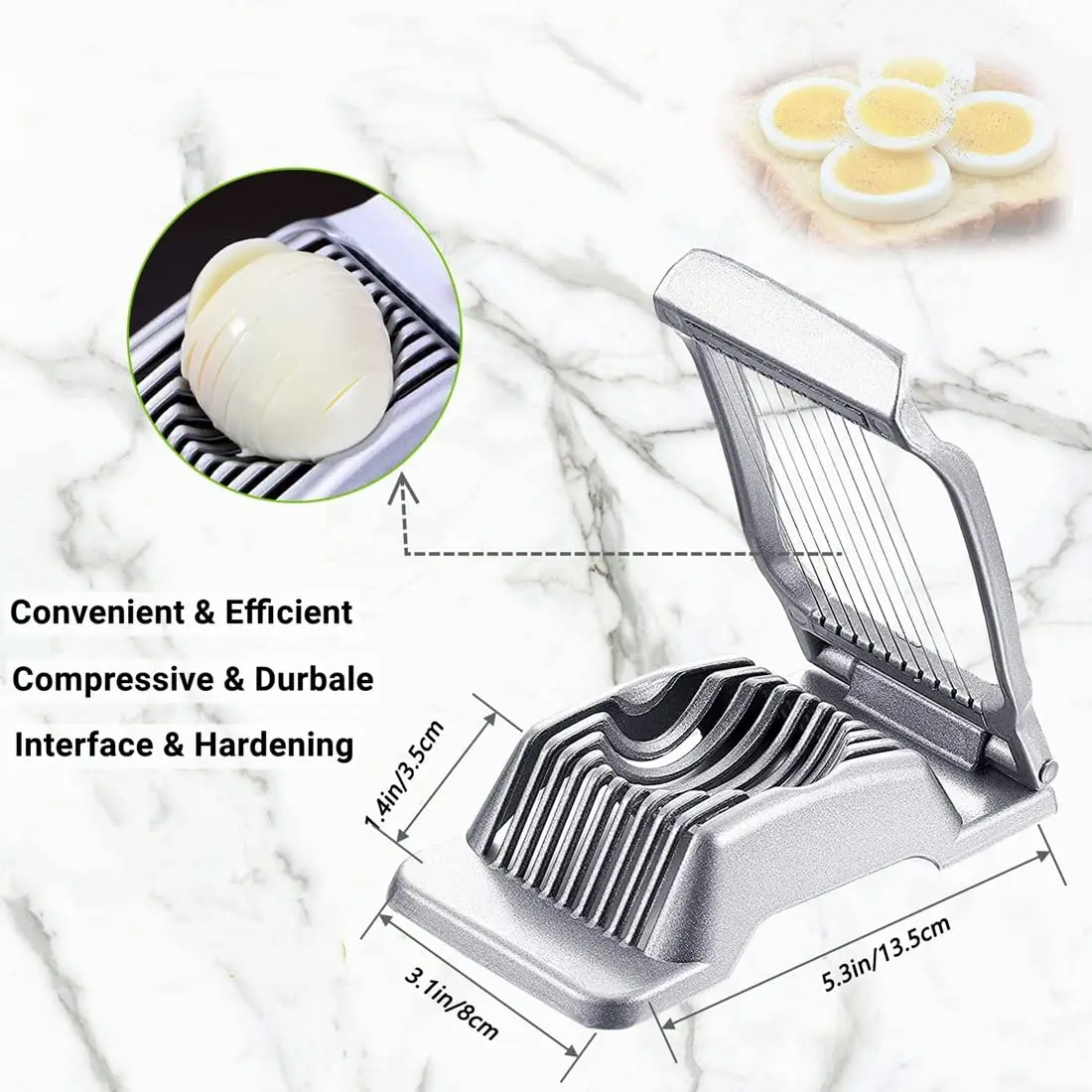 Household Stainless Steel Wire Boiled Egg Slicer Rectangular Eggs Slicing Aluminium Alloy Egg Cutter
