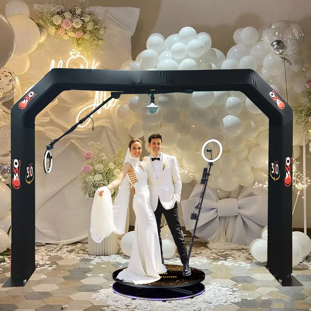 Automatic Rotating 3D Overhead 360 Photo Booth Top Automatic Spinner Photo Booth Selfie Video Machine Camera with Led Fill Light
