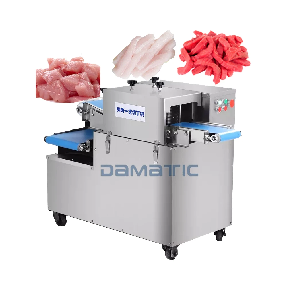 Fully Automatic Chef Dried Meat Dicer Cube Sausage Slicer Strip Saw Cutter Frozen Tuna Cutting Industrial Machine Electric Small
