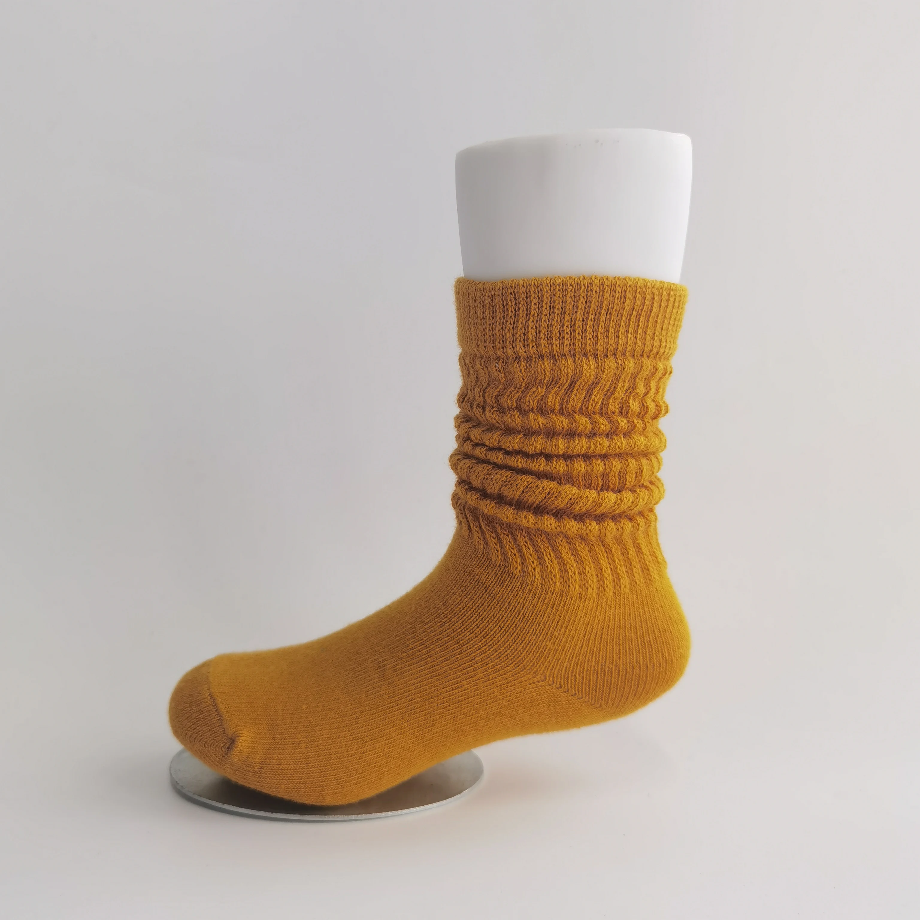 Spring and Summer Girls Cotton Black Slouch Socks for Kids Mid-tube Double Needle Child Toddler Scrunch Socks